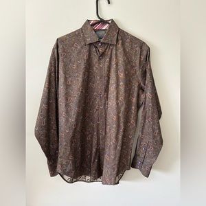 Thomas Dean Paisley Dress Shirt in Size Medium
